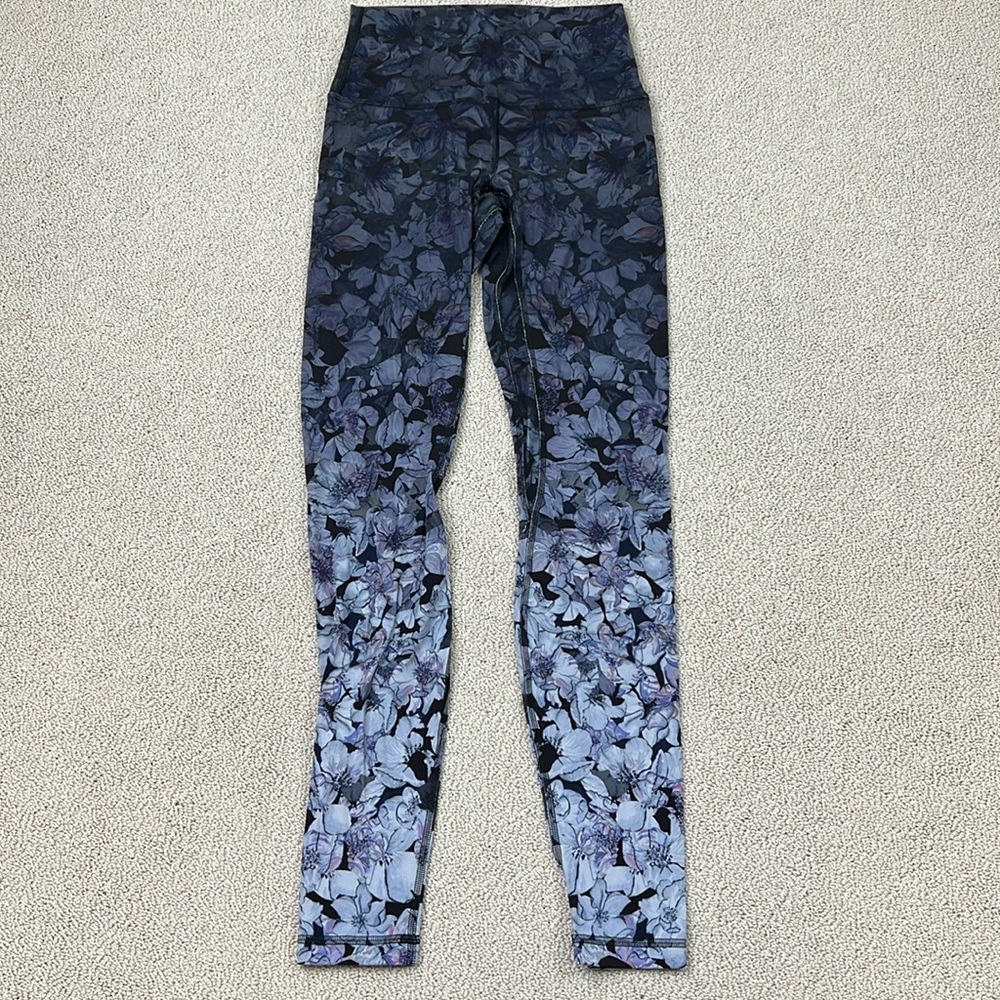 Lululemon Leggings Ombre Flower Pattern Womens Size 4 Yoga Pants Workout